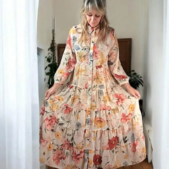 Blogger’s Favourite Zara Floral Print Maxi Shirt Dress size S - Picture 5 of 16
